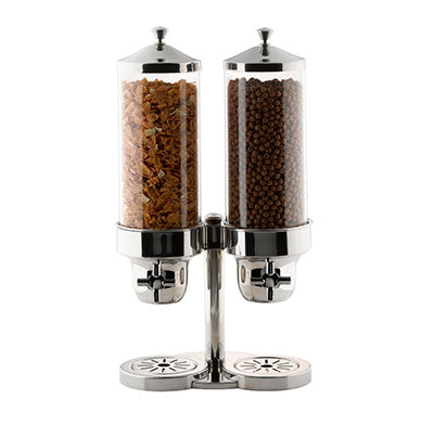 CEREAL DISPENSER DOUBLE S/STEEL - POLYCARBONATE CYLINDER 215 X 310 X 595MM 7.4LT (TIGER)