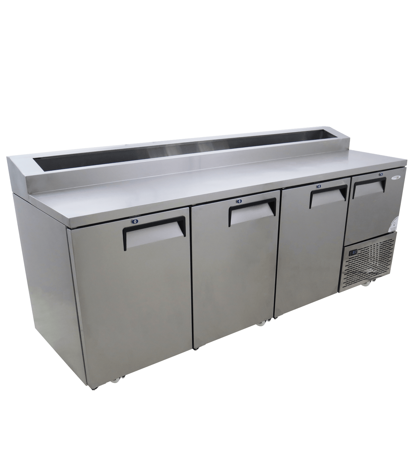 FRIDGE STAR UNDER BAR FRIDGE S/S EXTERIOR 3 AND HALF SWING SOLID DOORS INCL
CASTORS AND EMS - PIZZA TOP - Catering