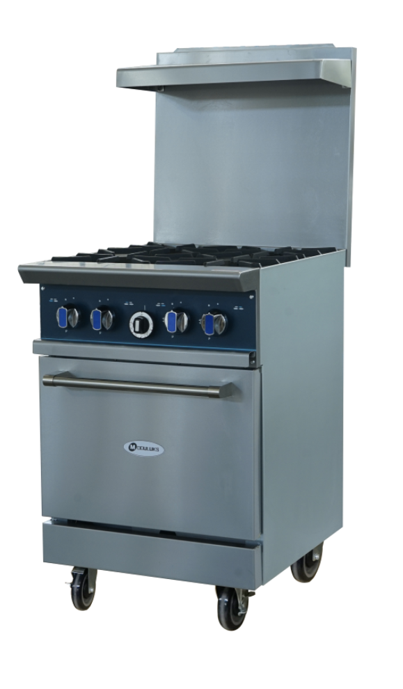 MODULUKS 4-BURNER GAS STOVE WITH GAS OVEN - HEAVY DUTY RANGE - WITHOUT FLAME FAILURE