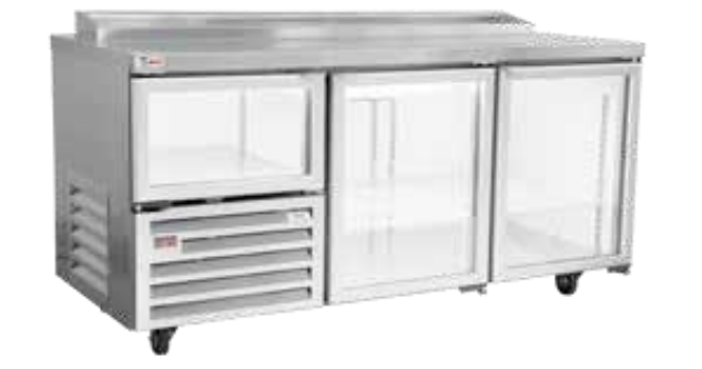 Glass door underbar fridge - pizza top (Just Refrigeration) - Catering