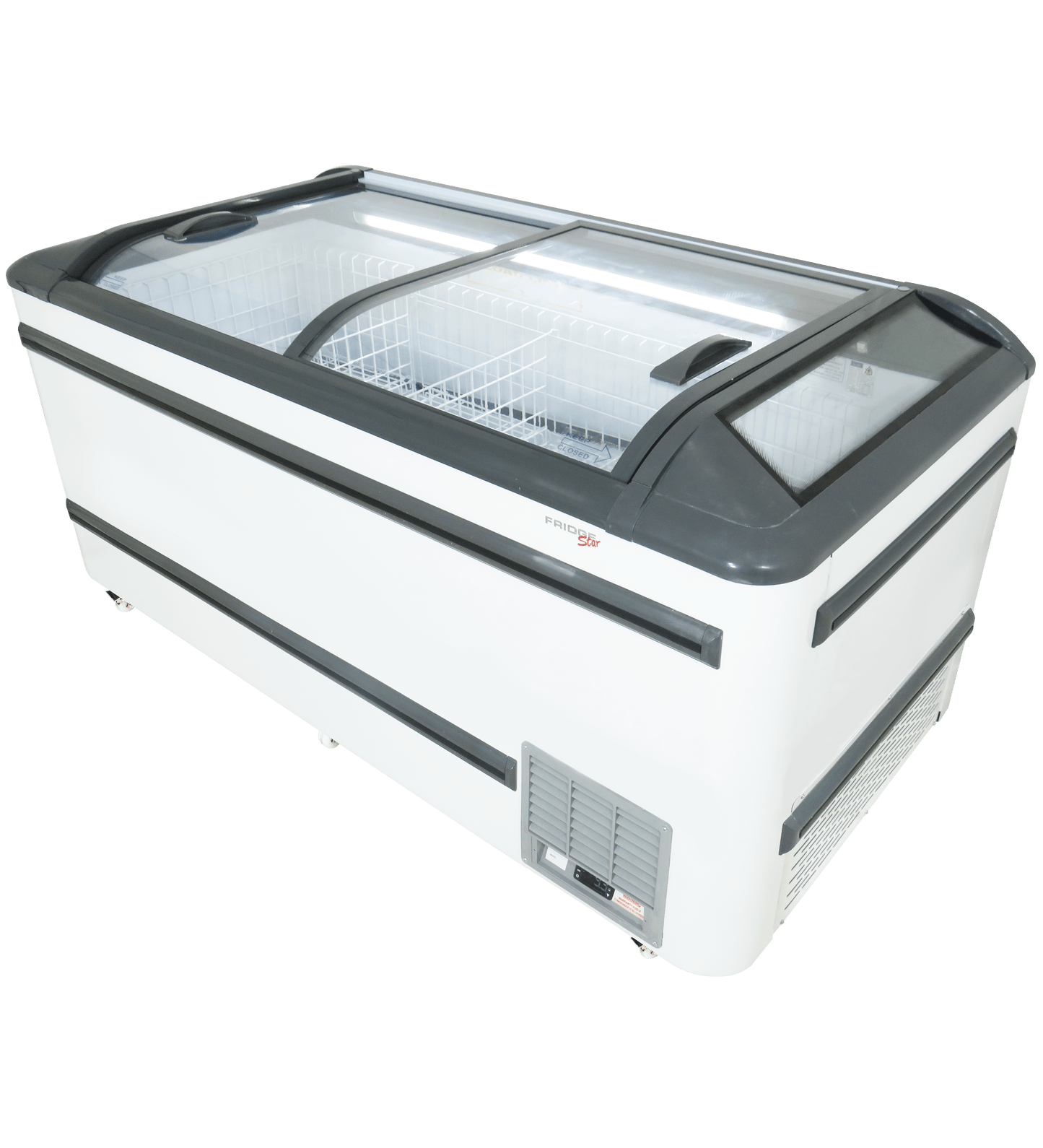FRIDGE STAR ISLAND MERCHANDISER 2 CURVED GLASS LIDS INCLUNDING RACKING (788 LT) - Catering