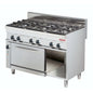 6 Burner gas cooking range with electric convection oven & cabinet (ARISCO) - Catering