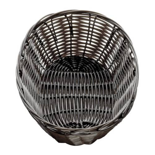 BREAD BASKET WOVEN PLASTIC DARK BROWN OBLONG - 230 X 100 X 45MM