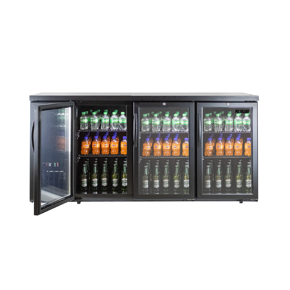 PolarCab Black Bar Cooler-3 Hinged Door - Catering