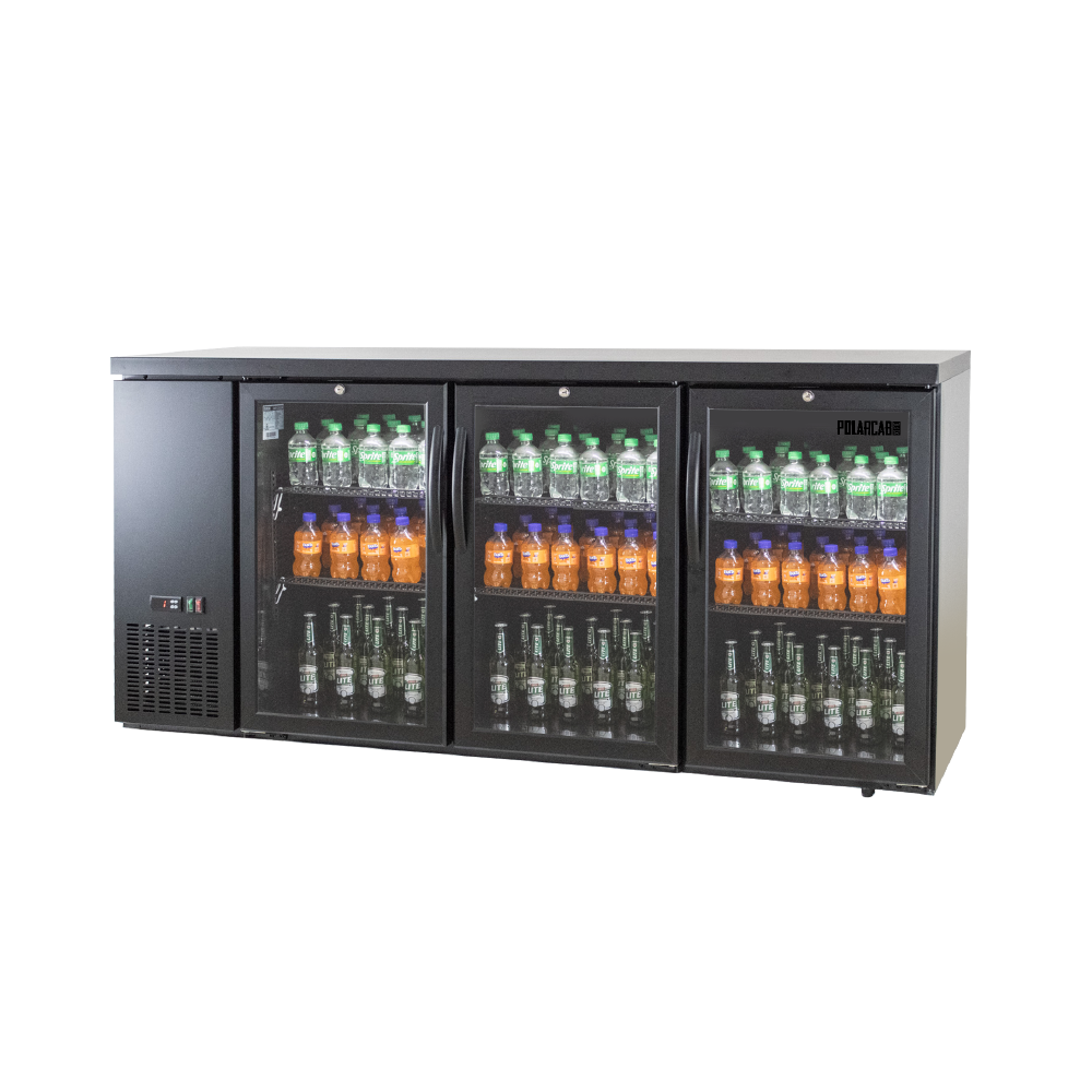 PolarCab Black Bar Cooler-3 Hinged Door - Catering