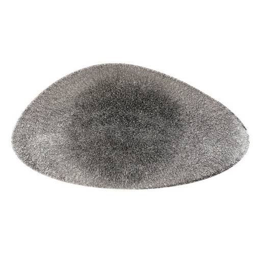RAKU QUARTZ BLACK - TRIANGLE CHEFS PLATE - 35 X 19CM (6) (Churchill)