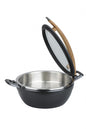 ARTISAN ROUND CASTING CHAFER WITH WOODEN HANDLE L449 X W330 X H209MM 4.5LT (TIGER)