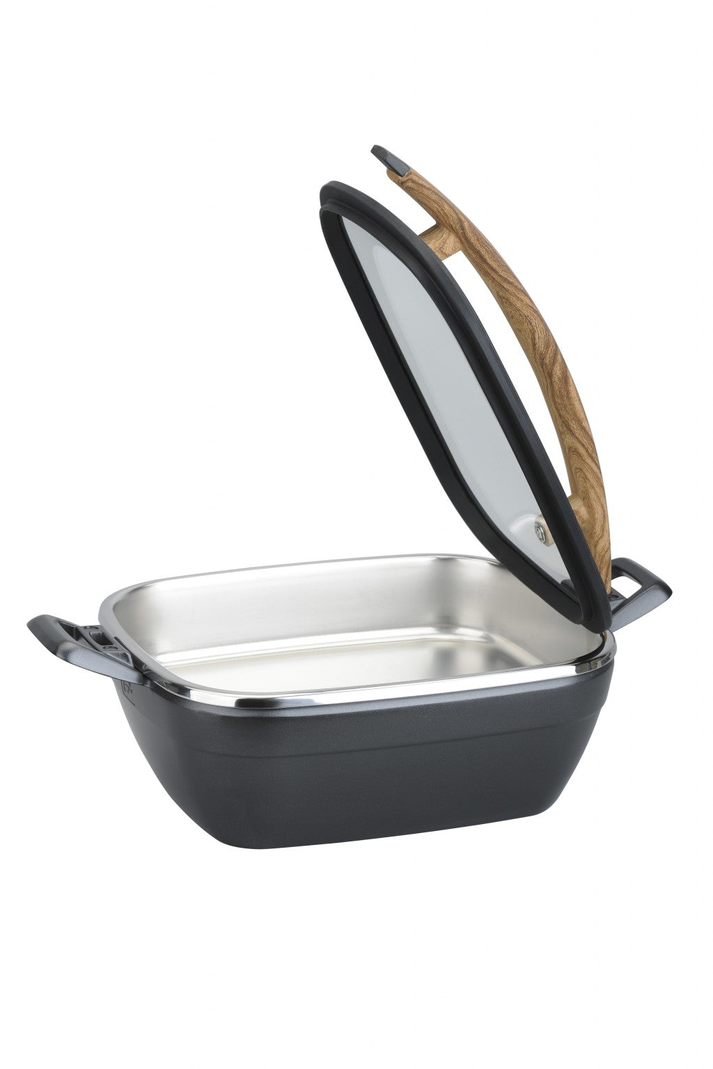 ARTISAN SQUARE CASTING CHAFER WITH WOODEN HANDLE L460 X W280 X H206MM 4.5LT (TIGER)