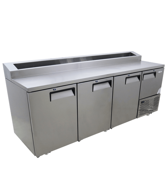 FRIDGE STAR UNDER BAR FRIDGE S/S EXTERIOR 3 AND HALF SWING SOLID DOORS INCL
CASTORS AND EMS - PIZZA TOP - Catering