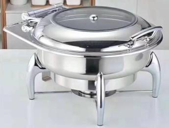 GATTO CHAFFING DISH ROUND ON STAND GLASS LID