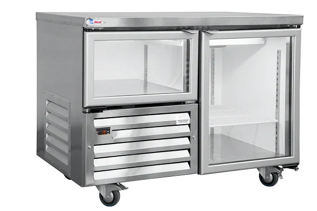 Glass swing door underbar fridge 1.2m-1.5 Door - plain top (Just Refrigeration) - Catering