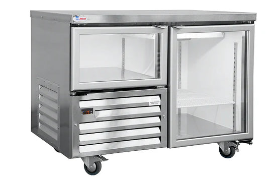 Glass swing door underbar fridge 1.2m-1.5 Door - plain top (Just Refrigeration) - Catering