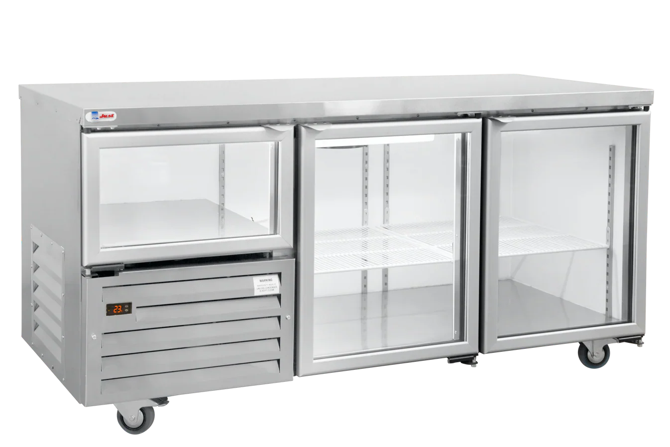 Glass swing door underbar fridge  1.8m–2,5 Door - plain top(Just Refrigeration) - Catering