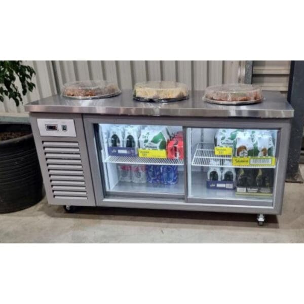 Glass sliding door underbar fridge  1.8m–2 Door - plain top (Just Refrigeration) - Catering