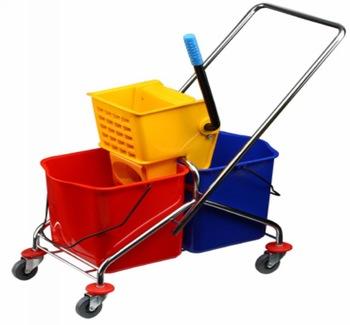 GATTO PLASTIC DOUBLE BUCKET & WRINGER - YELLOW - 2 x 30Lt (V FRAME) - Catering