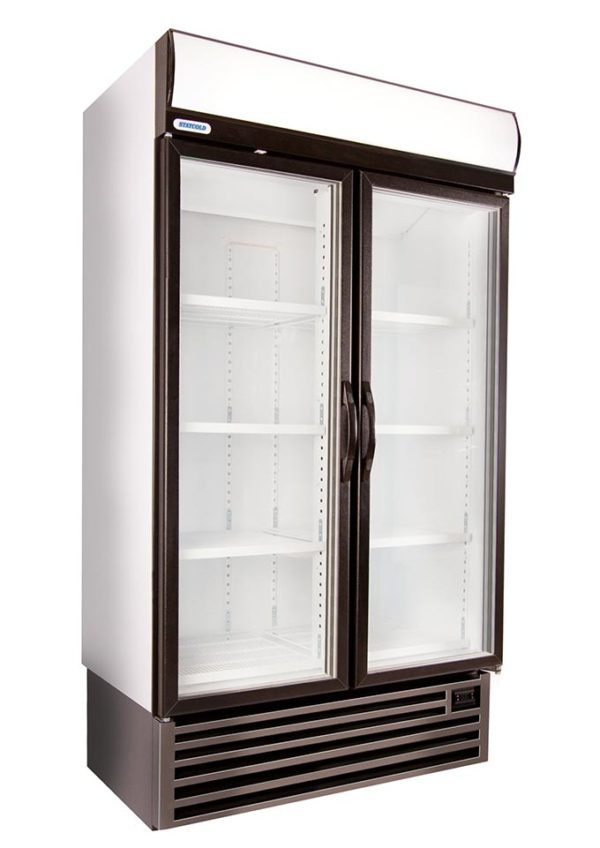 STAYCOLD Double Glass Door Upright Display Freezer - Catering