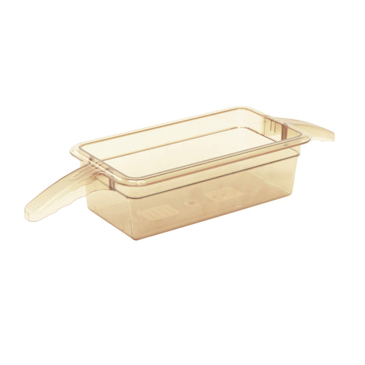 HIGH HEAT 1/3 GN PAN AMBER WITH DOUBLE HANDLE - 100MM