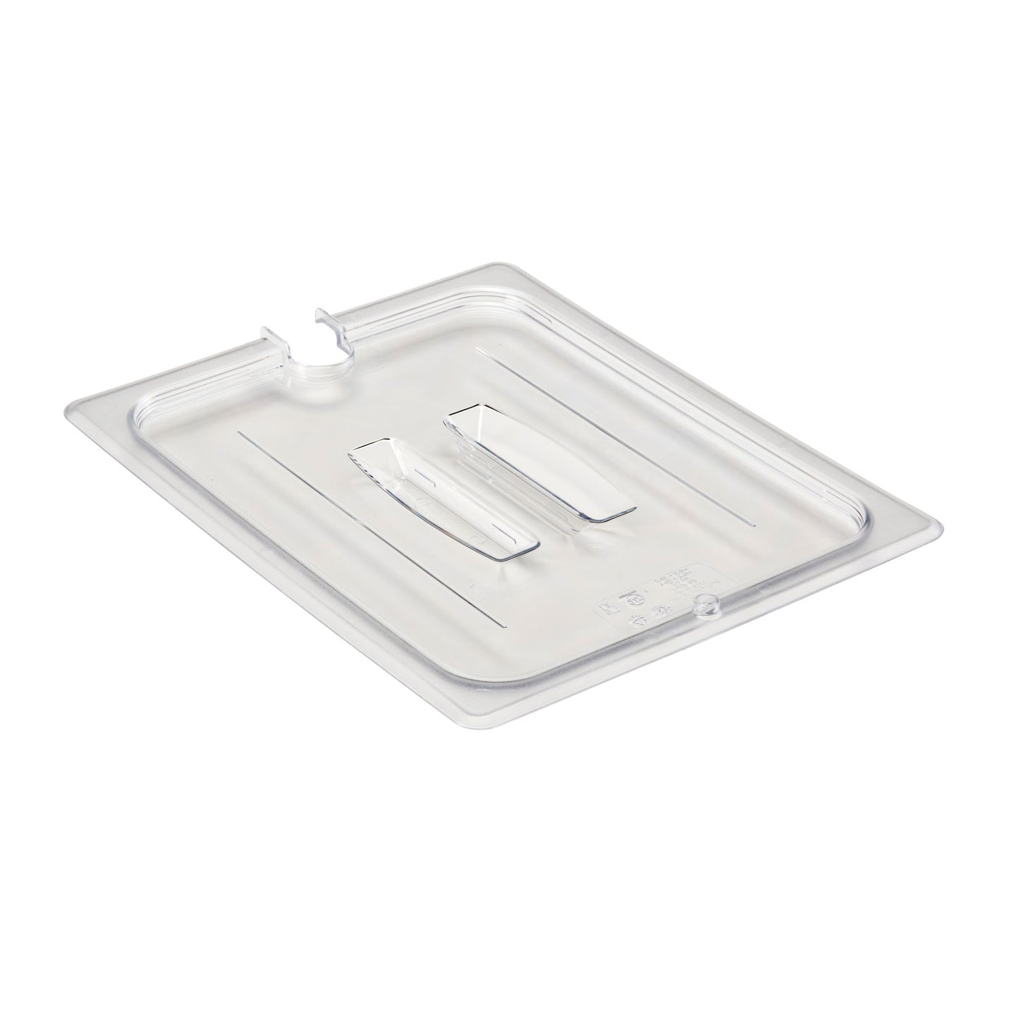 POLYCARBONATE CLEAR LID WITH HANDLE - NOTCHED - FOR 1/2 PANS