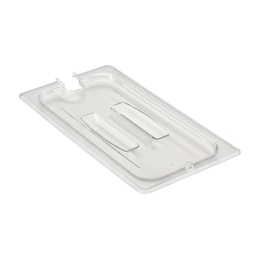 POLYCARBONATE CLEAR LID WITH HANDLE - NOTCHED - FOR 1/3 PANS - Catering