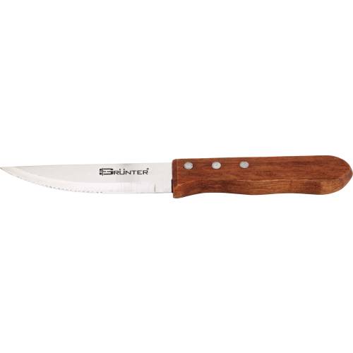 STEAK KNIFE DELUXE BROAD BLADE - WOODEN HANDLE (Grunter) - Catering