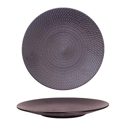 BLACK SWIRL - ROUND COUPE PLATE - 31CM (12) (Luzerne)
