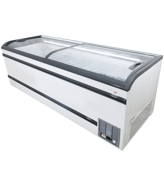 FRIDGE STAR ISLAND MERCHANDISER 2 CURVED GLASS LIDS INCLUNDING RACKING (1113 LT) - Catering