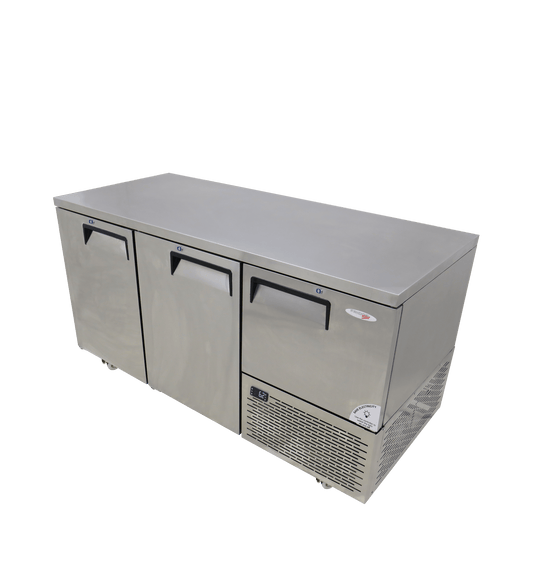 FRIDGE STAR UNDER BAR FRIDGE S/S EXTERIOR 2 AND HALF SWING SOLID DOORS  INCL
CASTORS AND EMS - FLAT TOP - Catering