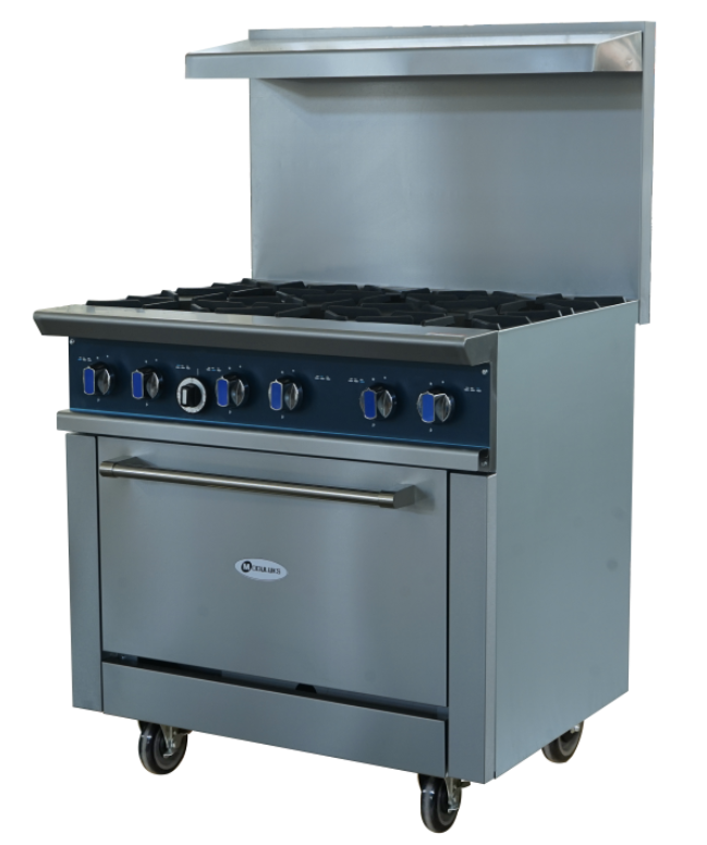 MODULUKS 6-BURNER GAS STOVE WITH GAS OVEN - HEAVY DUTY RANGE - WITHOUT FLAME FAILURE