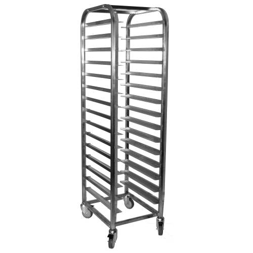 MOBILE TRAY TROLLEY S/STEEL - 15 SHELVES (Global)