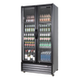 PolarCab Black Double Glass Door Upright Fridge - Catering