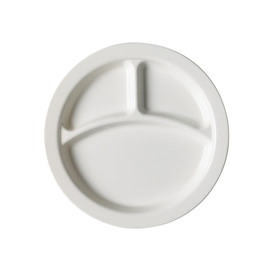 POLYCARBONATE 3 DIVISION DINNER PLATE 22.9CM DIAMETER – WHITE