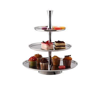 PASTRY STAND - S/STEEL - 3 TIER D438 X H495MM (TIGER)