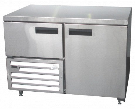Stainless steel door underbar fridge 1.2m-1.5 Door- plain top (Just Refrigeration) - Catering