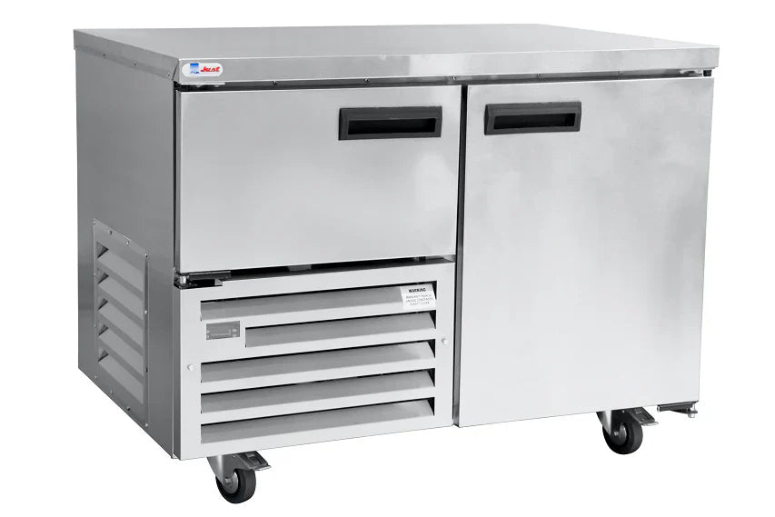 Stainless steel door underbar fridge 1.2m-1.5 Door- plain top (Just Refrigeration) - Catering