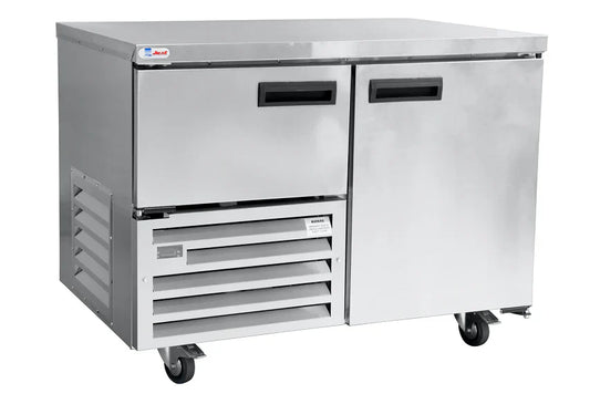 Stainless steel door underbar fridge 1.2m-1.5 Door- plain top (Just Refrigeration) - Catering
