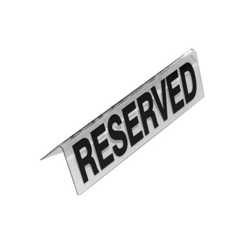 RESERVED" TABLE SIGN PLASTIC - (CLEAR)