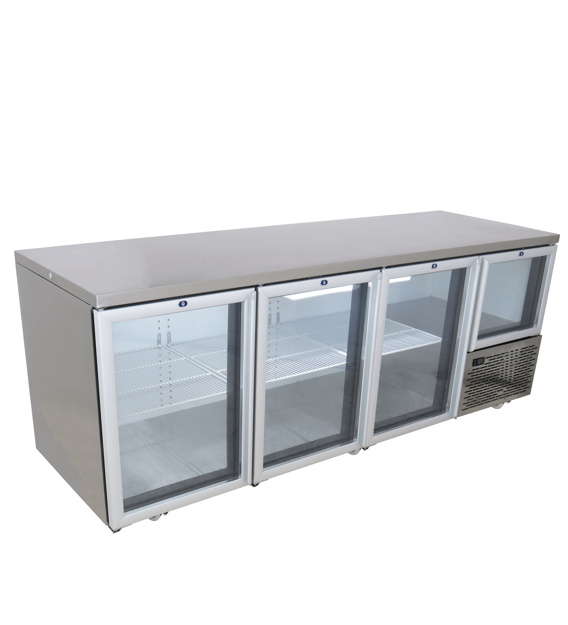 FRIDGE STAR UNDER BAR FRIDGE S/S EXTERIOR 3 AND HALF SWING GLASS DOORS INCL
CASTORS AND EMS - FLAT TOP - Catering