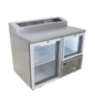 FRIDGE STAR UNDER BAR FRIDGE S/S EXTERIOR 1 AND HALF SWING GLASS DOORS INCL
CASTORS AND EMS - PIZZA TOP - Catering