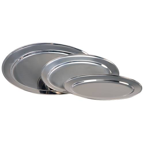 SERVING PLATTER OVAL S/STEEL - 350MM (Global)