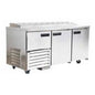 Double pizza row 1.2m-1.5 stainless steel door underbar fridge - pizza top (Just Refrigeration) - Catering
