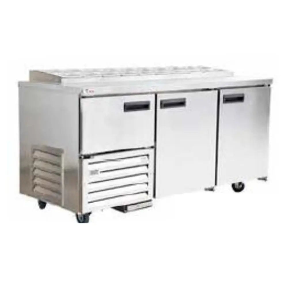 Gastronorm double row pizza top - stainless steel doors underbar fridge (Just Refrigeration) - Catering