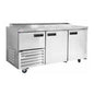 Stainless steel door underbar fridge 1.2m-1.5 Door- pizza top (Just Refrigeration) - Catering