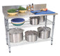 WORK TABLE S/STEEL - 2-TIER - SPLASHBACK 1300 X 690 X 870MM (Global)