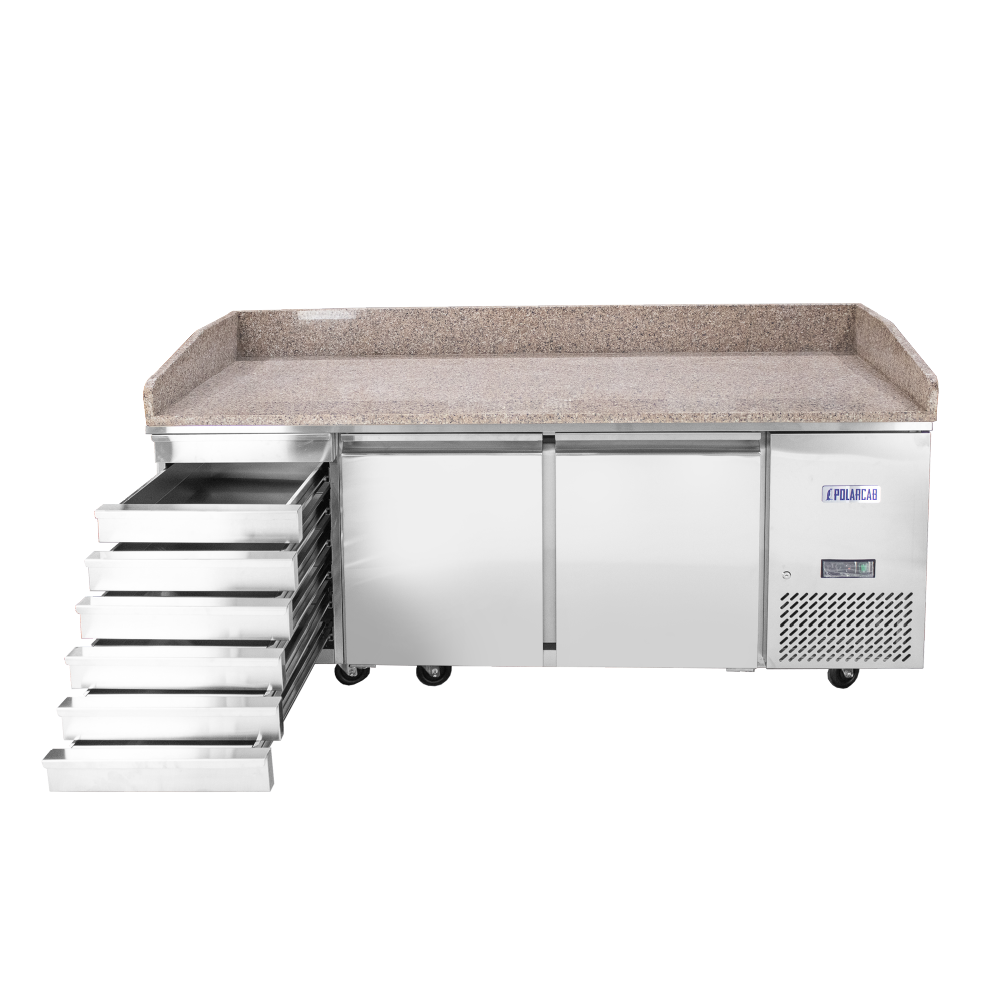 PIZZA FRIDGE WITH GRANITE TOP WITH 2 DOORS & 7 DRAWERS  (POLARCAB) - Catering